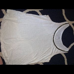 White classic tank with beading around neck!